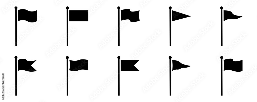 Фотография Set with black flag icon on white background