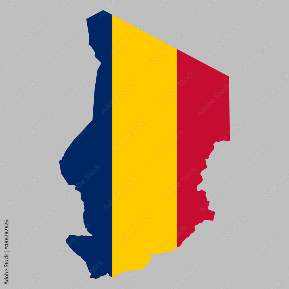 Fototapeta premium Chad flag inside the Chad map borders vector illustration