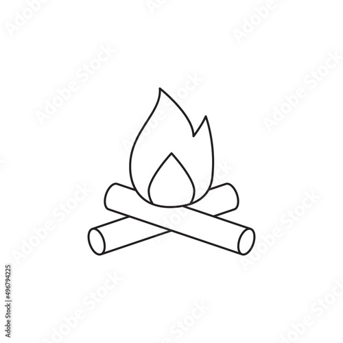 Camping Bonfire icon line style icon, style isolated on white background