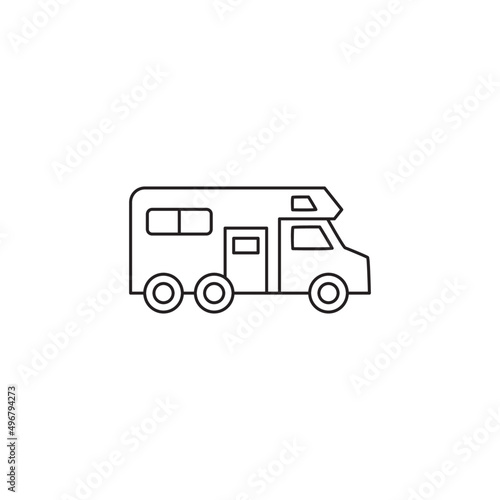 Camper car, camping car icon line style icon, style isolated on white background