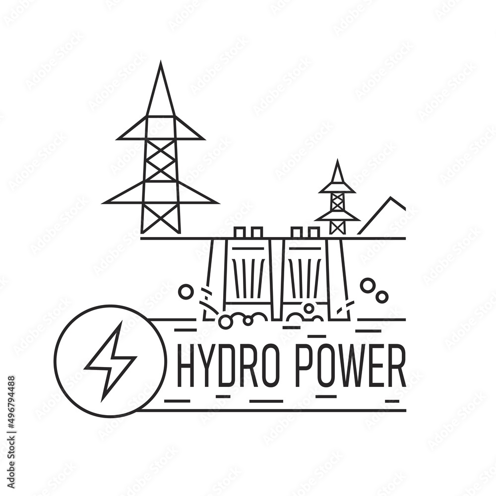 Hydroelectric power station black icon. Vector illustration Hydroelectric power station black icon. Vector illustration