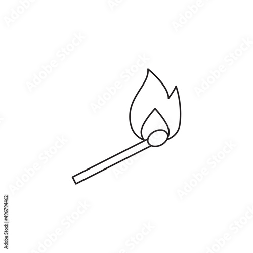 Burn match icon line style icon, style isolated on white background