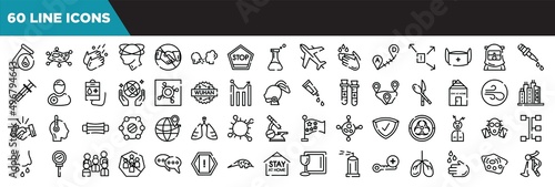 line icons set. linear icons collection. blood test, infection, washing hands, dizziness vector illustration