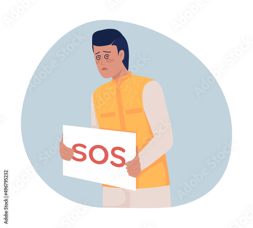 Exhausted man 2D vector isolated illustration. Feeling tired flat character on cartoon background. Guy in need of sleep colourful scene for mobile, website, presentation. Quicksand font used