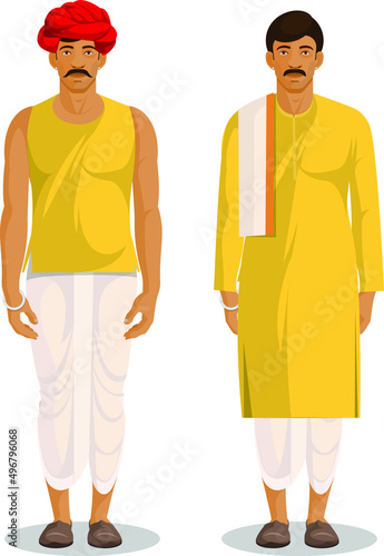 Vector design of an Indian peasant male in different clothing