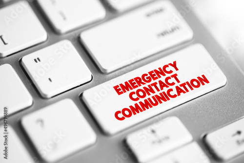 Emergency Contact Communication text button on keyboard, concept background