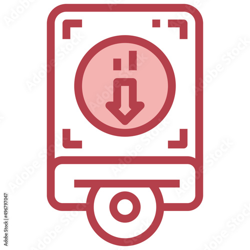 HARDDISK red line icon,linear,outline,graphic,illustration