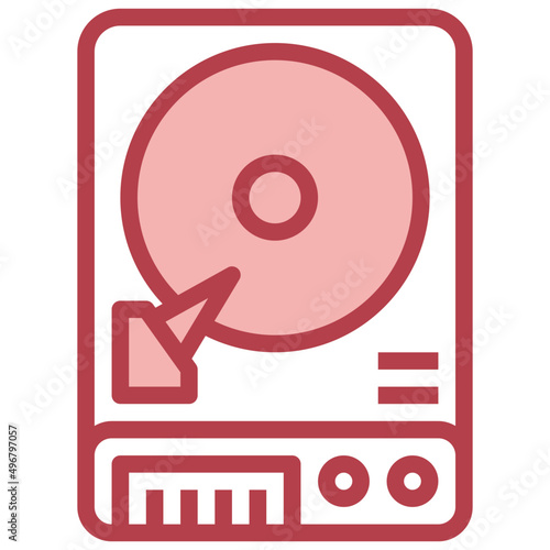HARDDISK red line icon,linear,outline,graphic,illustration