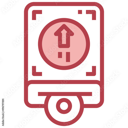 HARDDISK red line icon,linear,outline,graphic,illustration