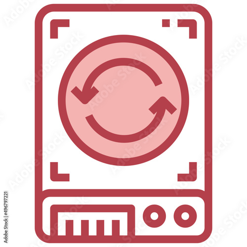SYNC red line icon,linear,outline,graphic,illustration