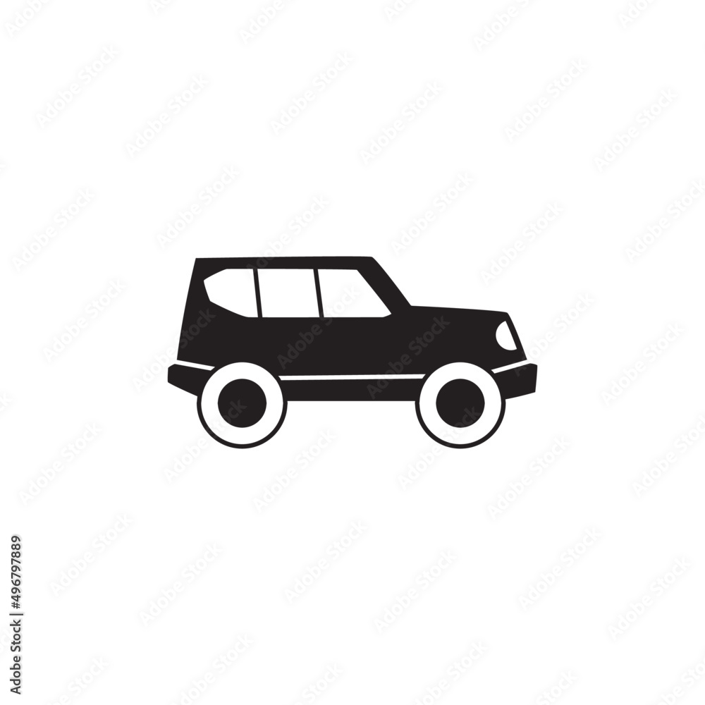 Off road car icon in black flat glyph, filled style isolated on white background