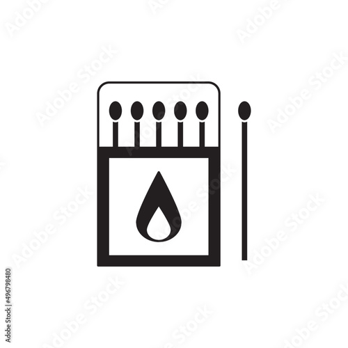 Camping match icon in black flat glyph, filled style isolated on white background