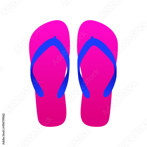  Flip flops isolated on white background. Daily use unisex footwear. 