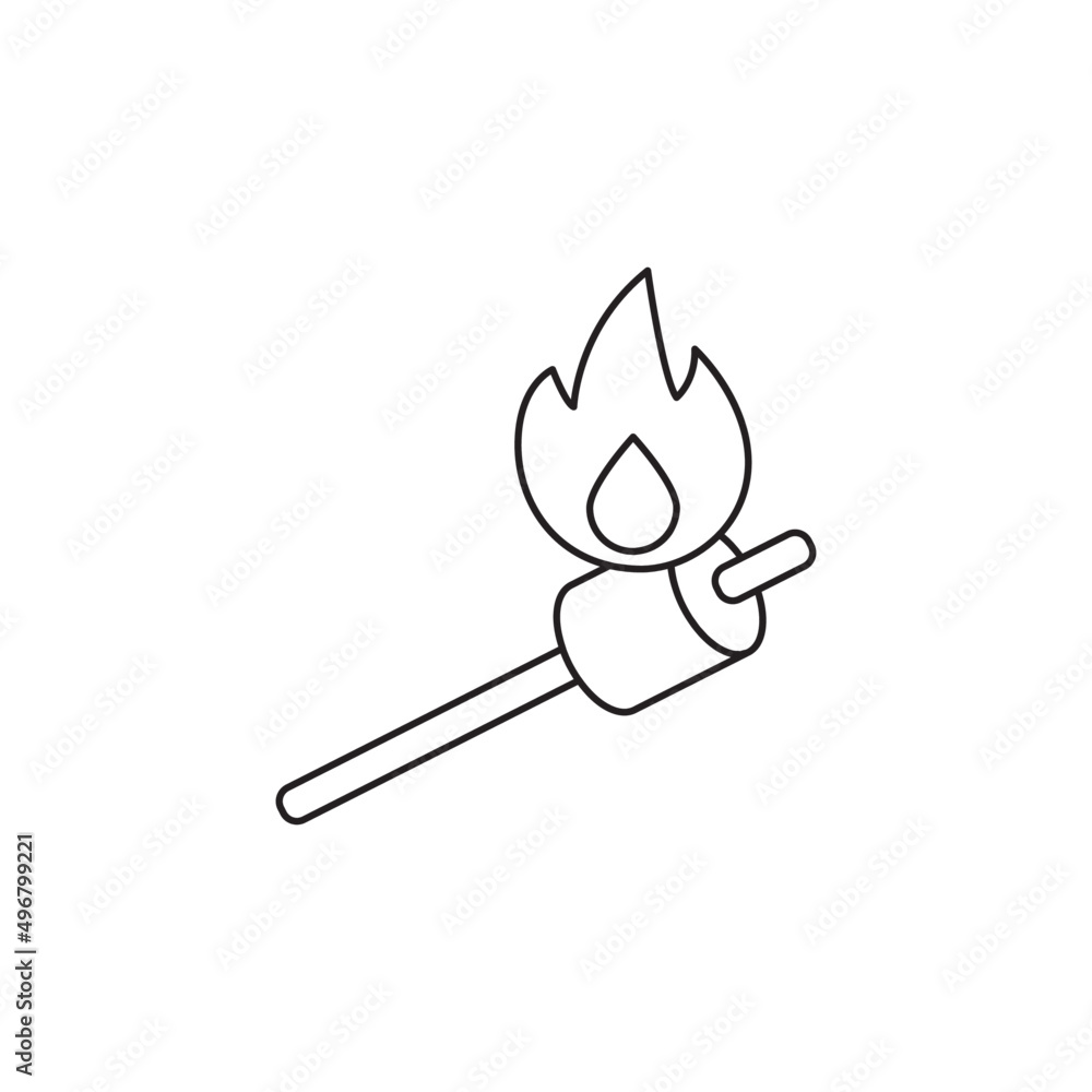 Burning marshmallow icon line style icon, style isolated on white background Burning marshmallow icon line style icon, style isolated on white background