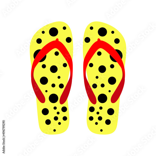 Flip flops isolate on a white background. Slippers icon. Colored flip flops vector. Unisex footwear.