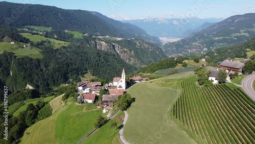 Nova Levante (Welschnofen) at Dolomites, South Tyrol, Italian Alps, Italy - Aerial Drone View photo
