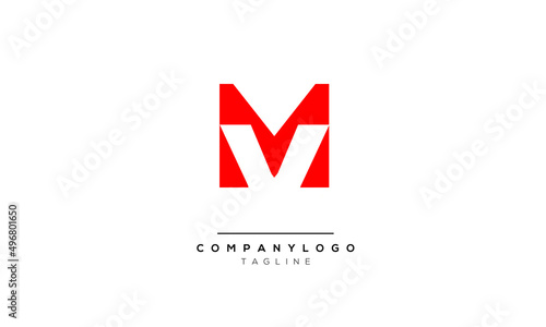 Alphabet letters Initials logo MV