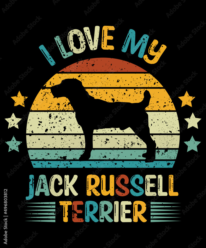 Jack Russell T-Shirt / Retro Vintage Jack Russell Tshirt / Black Dog Silhouette Gift for Jack Russell Lovers / Funny Jack Russell Unisex Tee