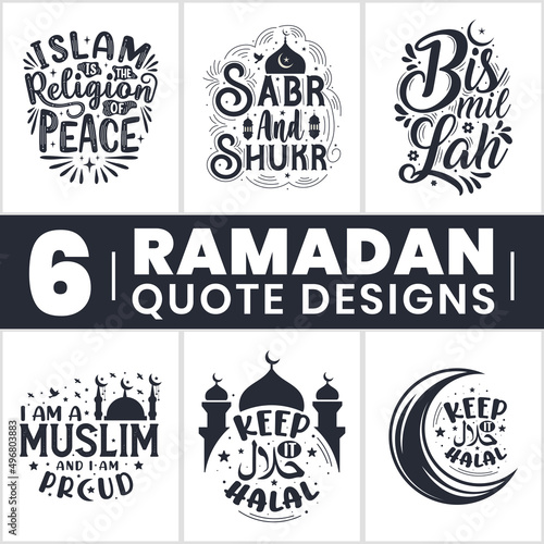 Ramadan SVG bundle, Ramadan typography set. 6 Islamic typography quotes photo