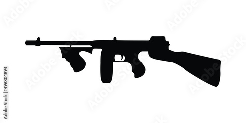 Black sniper rifle or long range gun silhouette icon isolated. Modern gun vector.