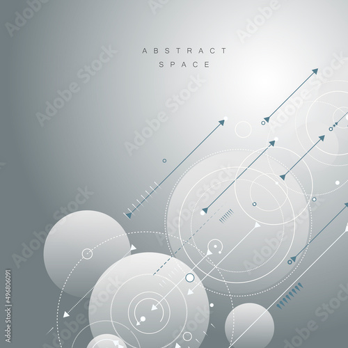 Technology circles and lines geometry pattern. Abstract vector scheme dynamic background