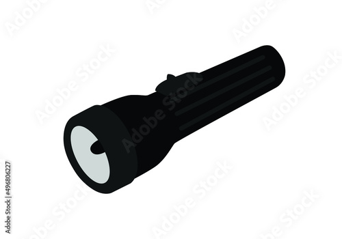 Flashlight or hand torch light vector icon isolated on white.