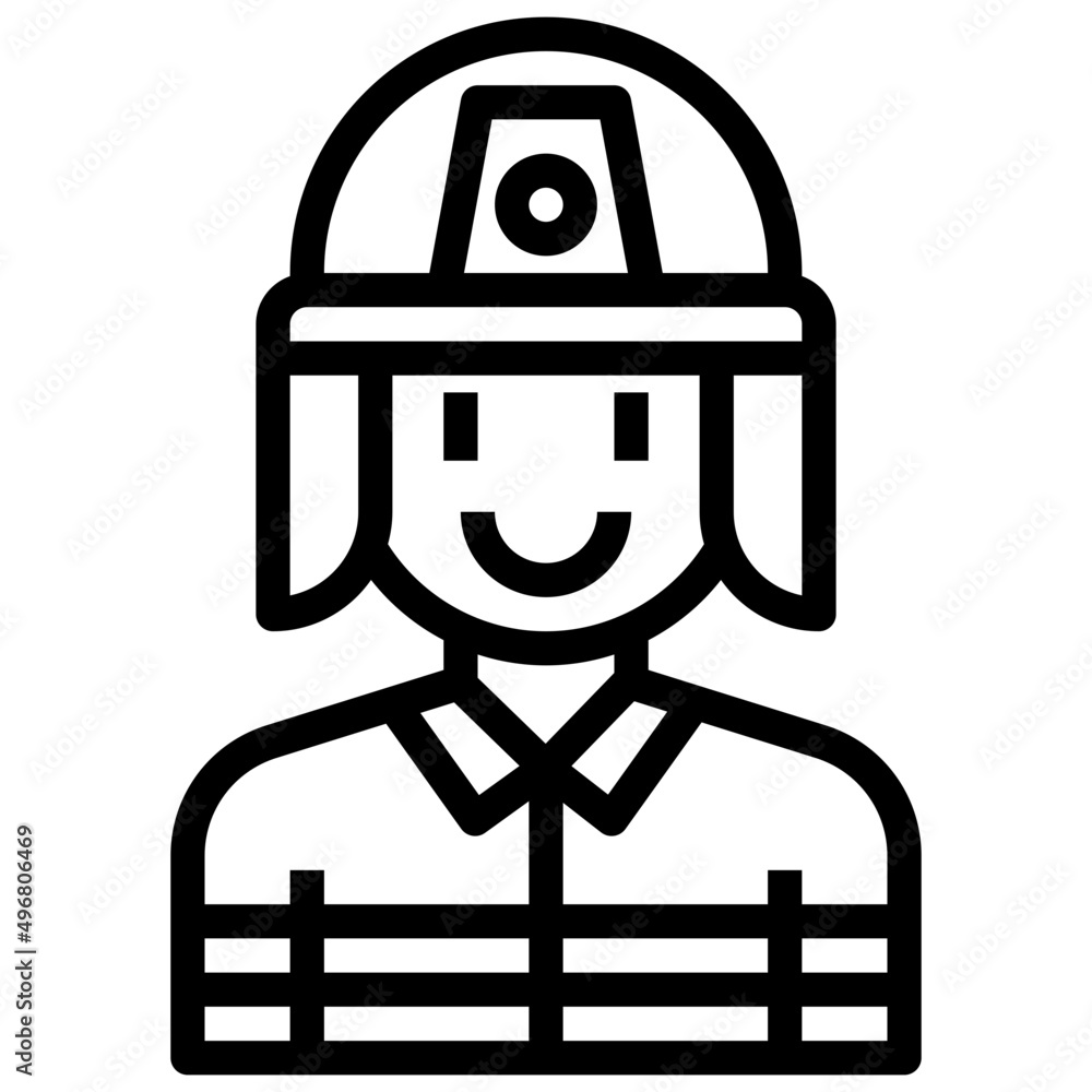 FIREFIGHTER line icon,linear,outline,graphic,illustration