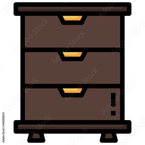 CHEST OF DRAWERS filled outline icon,linear,outline,graphic,illustration