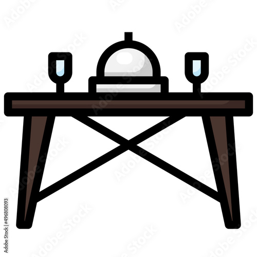 DINNING TABLE filled outline icon,linear,outline,graphic,illustration