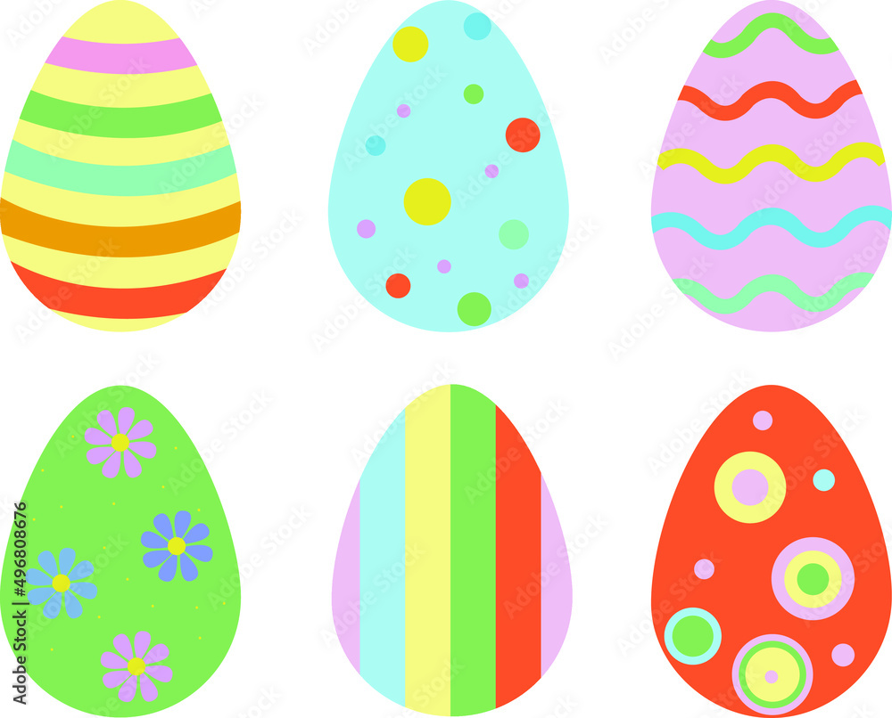 illustration of painted colorful easter eggs isolated on white