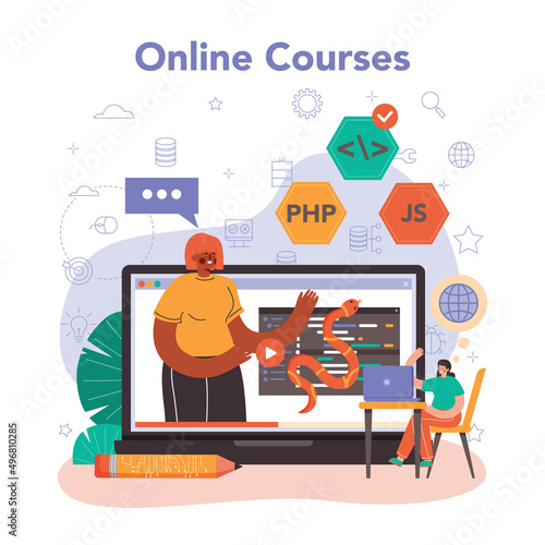 Back end development online service or platform. Software development