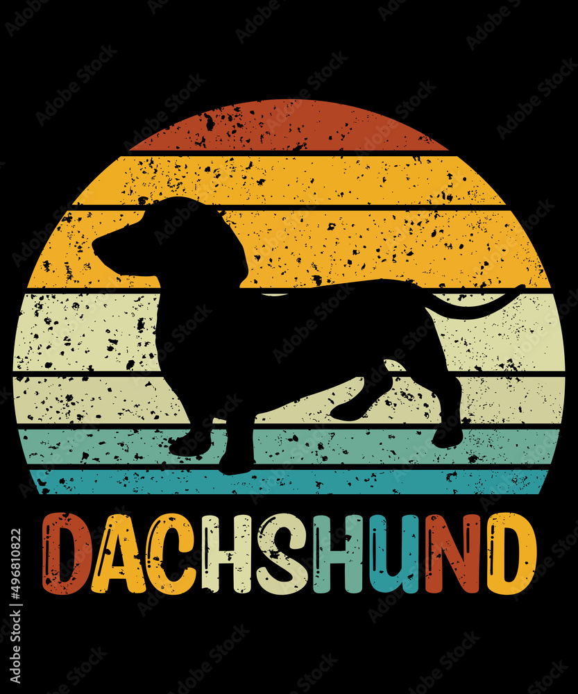 Dachshund T-Shirt / Retro Vintage Dachshund Tshirt / Black Dog Silhouette Gift for Dachshund Lovers / Funny Dachshund Unisex Tee