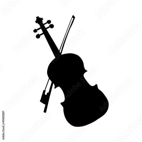 Simple violin vector isolated. Cello, violin, string musical instrument icon.