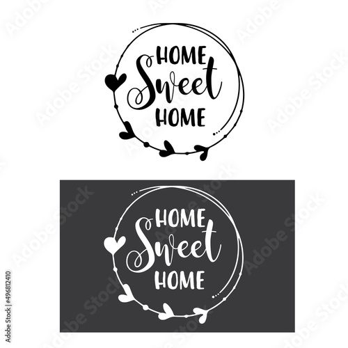 T-shirt print with inscription: Home sweet home.