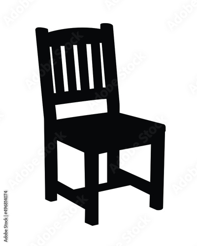 Wooden comfortable chair isolated on white. Old style vintage wooden chair icon. 