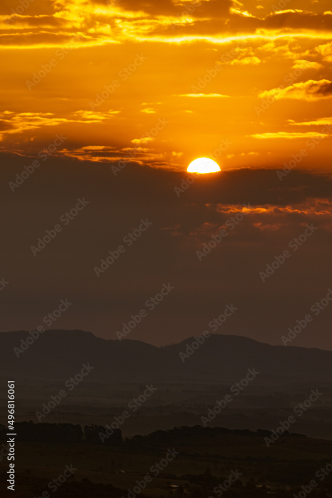 sunset in the city of Carrancas, State of Minas Gerais, Brazil