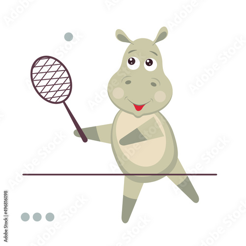 Funny animals. Behemoth, vector image in cartoon style, sticker, design.