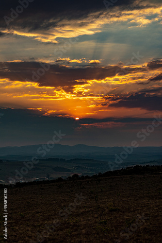 sunset in the city of Carrancas, State of Minas Gerais, Brazil photo