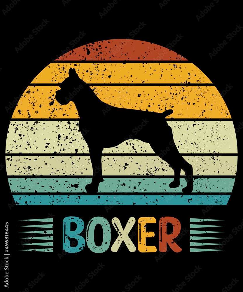 Boxer T-Shirt / Retro Vintage Boxer Tshirt / Black Dog Silhouette Gift for Boxer Lovers / Funny Boxer Unisex Tee