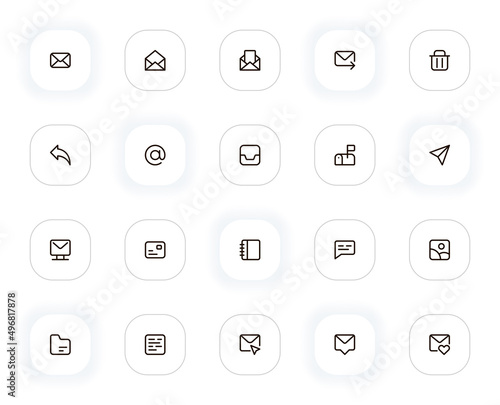 Email line icons set. Editable Stroke. 24x24 Pixel Perfect.