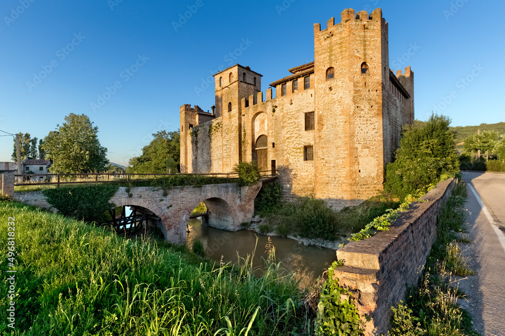 The medieval castle of Valbona in the Euganean hills. Lozzo Atesino, Padova province, Veneto, Italy, Europe.