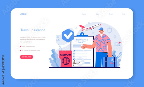 Insurance agent web banner or landing page. Idea of security and protection