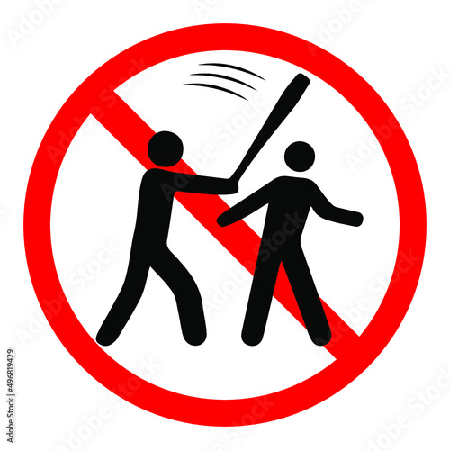 Red prohibition sign on a white background, it is forbidden to hit people, no fight, vector illustration