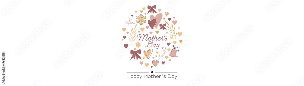 Happy Mother's Day card. Flat vector illustration.