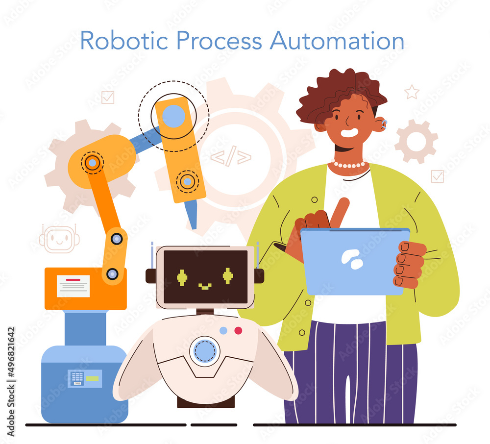 Diverse women in AI and STEM concept. Robotic process automation. Stock ...