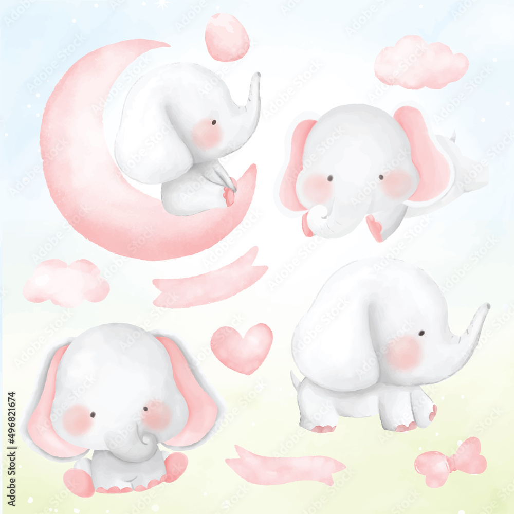 Elephant Safari watercolor