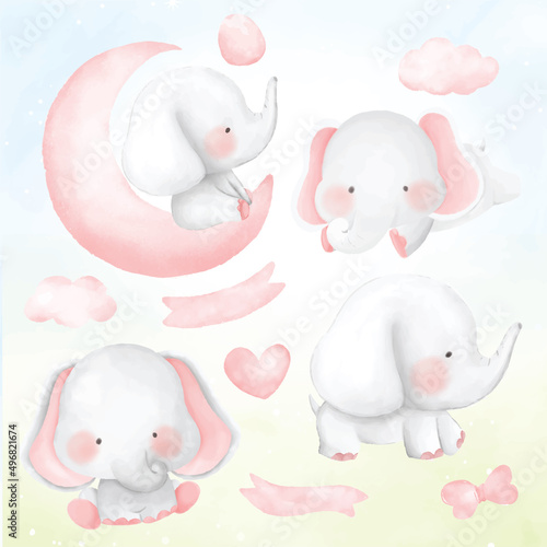 Elephant Safari watercolor © Little.G