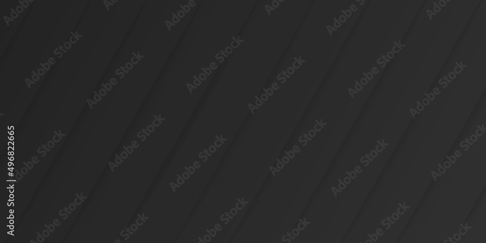 Dark Diagonal Geometric Line Pattern. Black Decorative Elegant Background. Futuristic Digital Lineal Template. Striped Texture Banner. Abstract Modern Wallpaper Design. Vector Illustration