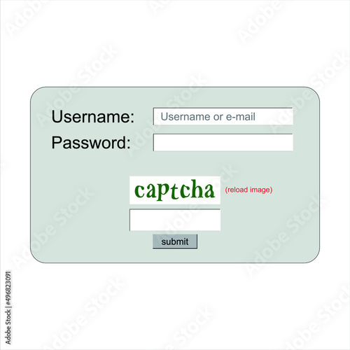username and password  i m not a robot captcha. concept of authentication of human identity or enter to the web site. modern logotype graphic design element  on background