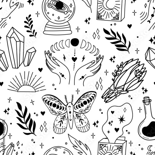 Witchcraft and magic seamless pattern.